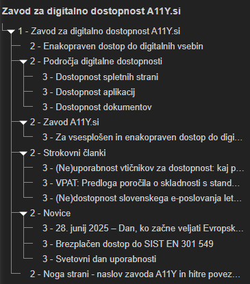 Izsek iz programa, ki prikazuje strukturo s trani. Iz izseka je razvidno, da je struktura ustrezna.
