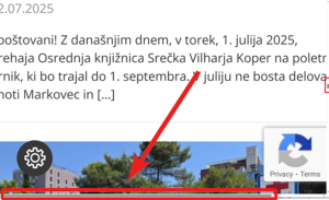 Primer zaslonske maske, kjer se ob povečavi pojavi tudi horizontalni drsnik in ga moramo uporabiti, da lahko zaznamo celotno vsebino