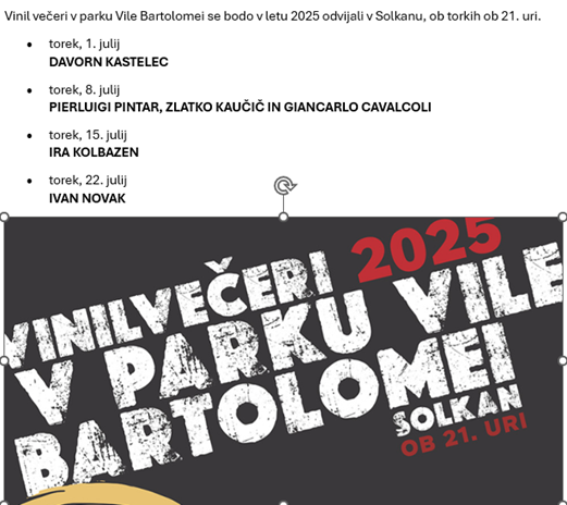 Zajem maske iz katerega je razvidno, da se nad oblikovanim plakatom v obliki besedila nahajo vsi podatki, ki se nahajajo na plakatu.