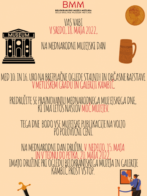 Slika predstavlja "plakat" z vabilom na mednarodni muzejski dan.